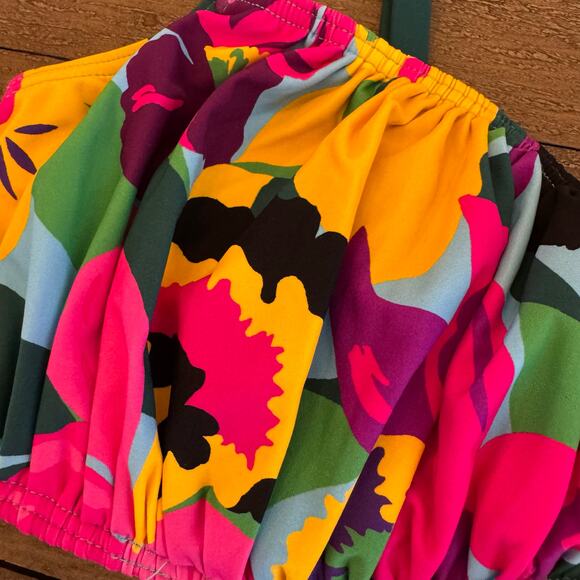 Kate Spade New York NWT Women's Size Small Shirred Smocked Tropical Bikini Top - Picture 4 of 11